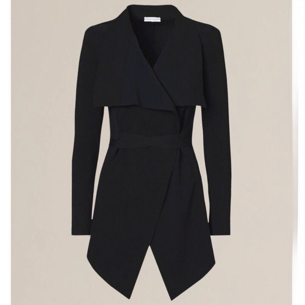 SCANLAN THEODORE Crepe Knit Draped Front Jacket in Black NEW - S